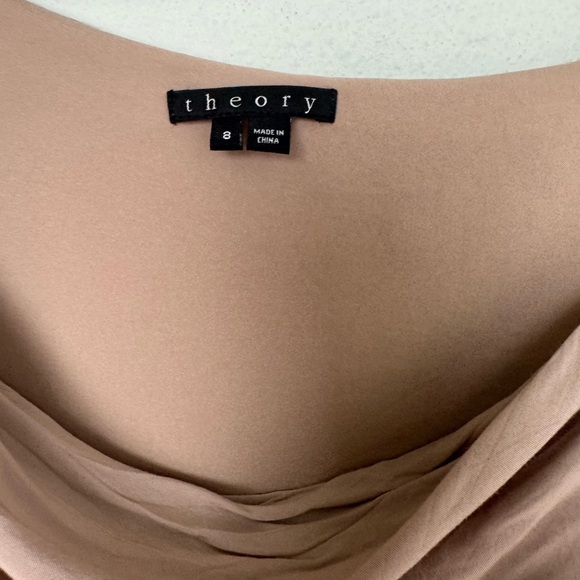 THEORY Jaylyn Rove Draped Mini Dress‎ Nude/Tan Size 8 - Picture 8 of 10